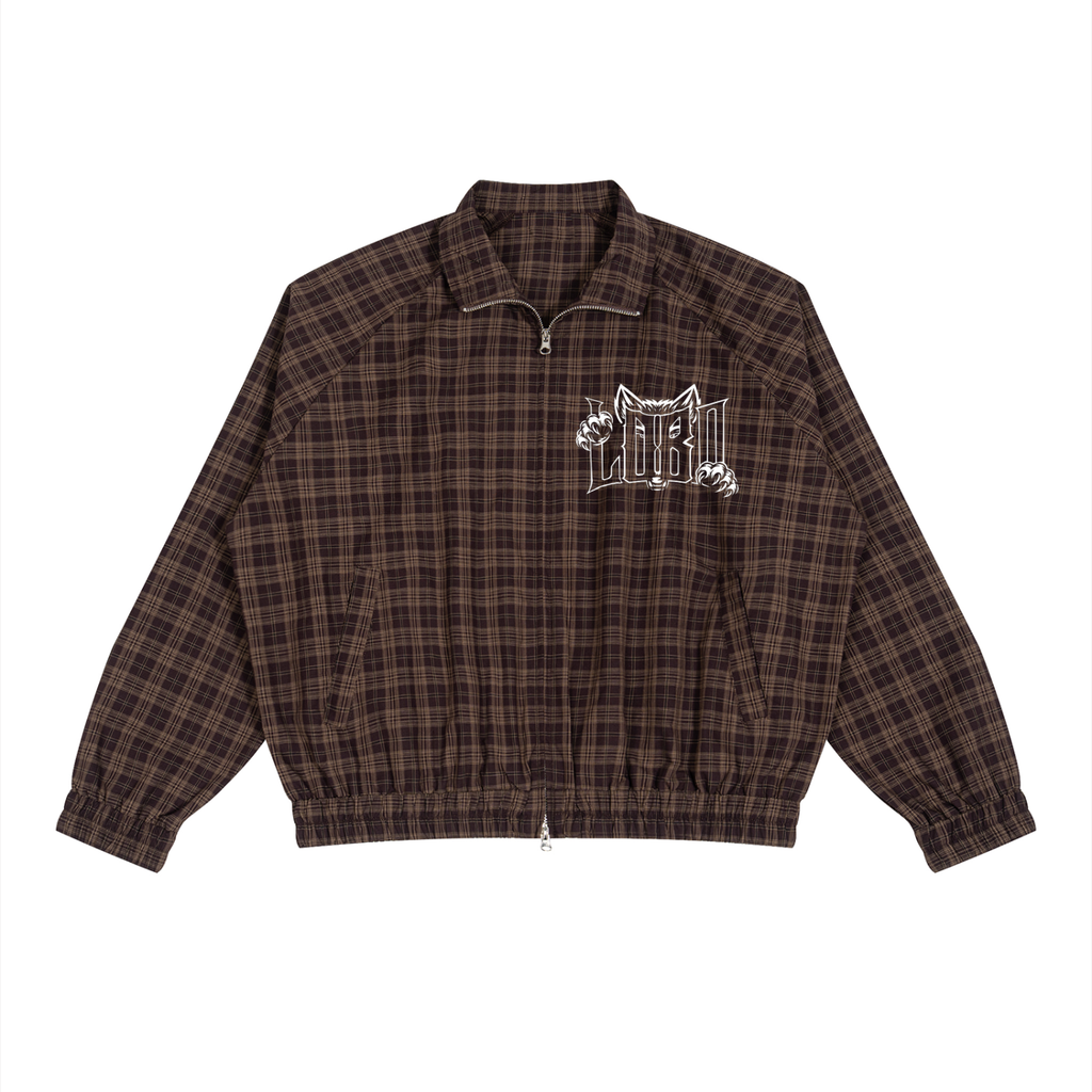Plaid Full-Zip Track Jacket