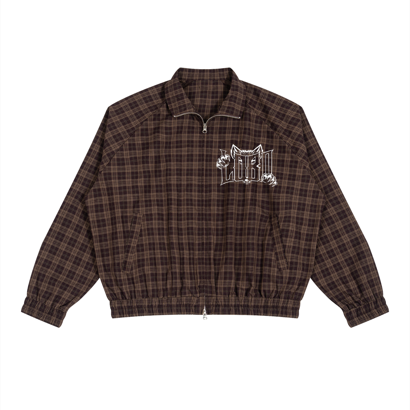 Plaid Full-Zip Track Jacket